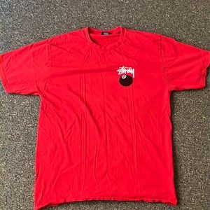 Red 8 ball Stussy T-shirt
